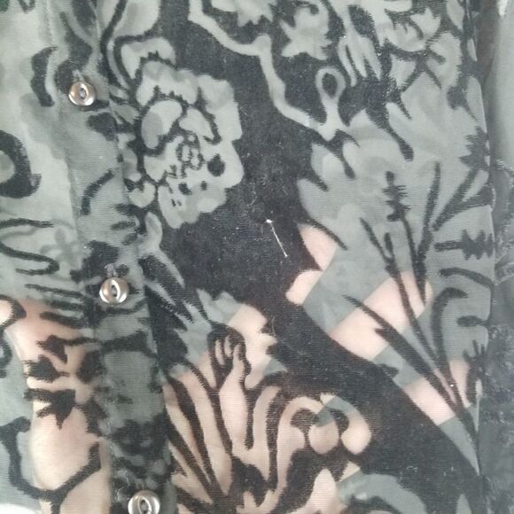 Worthington Semi Sheer Velvety Black Blouse. Sz 12 - Picture 7 of 13